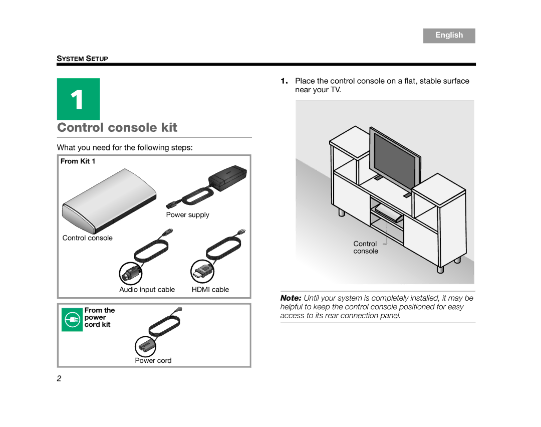 Bose AM324443 setup guide Control console kit 