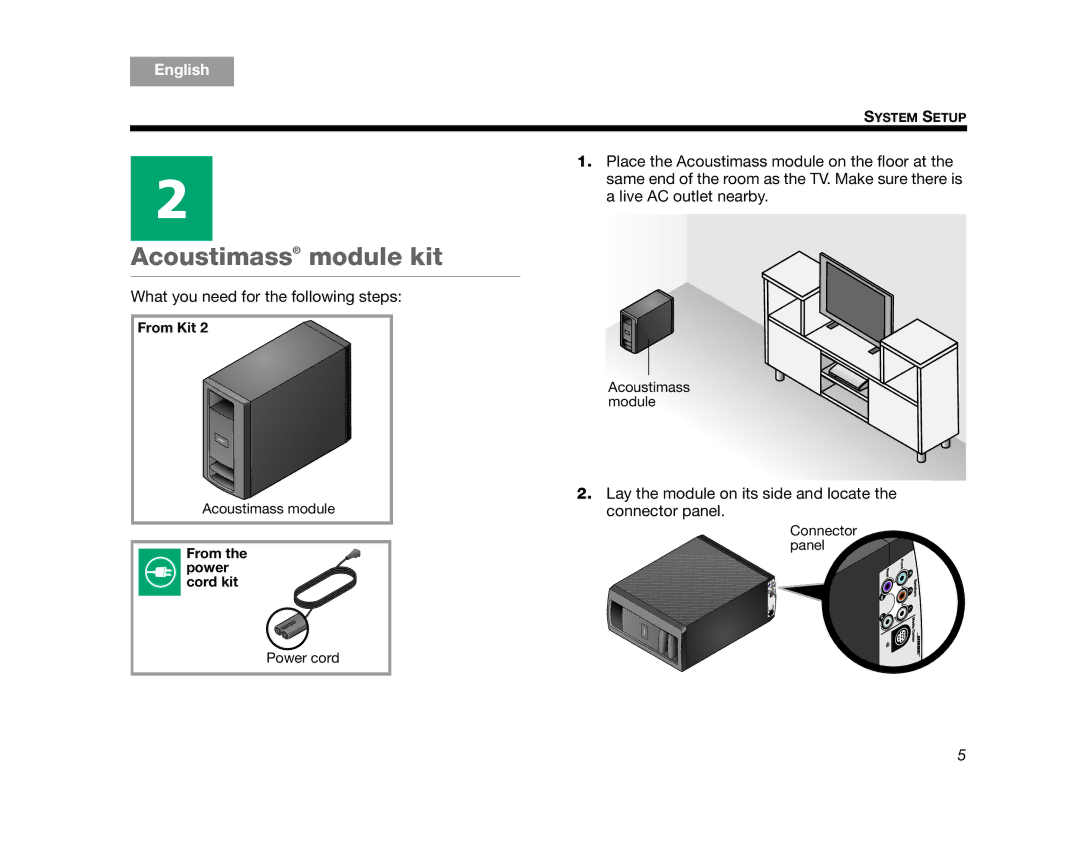 Bose AM324443 setup guide Acoustimass module kit 