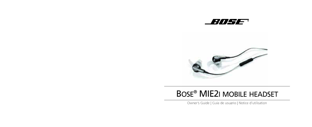 Bose AM331087 manual Bose MIE2I Mobile Headset 