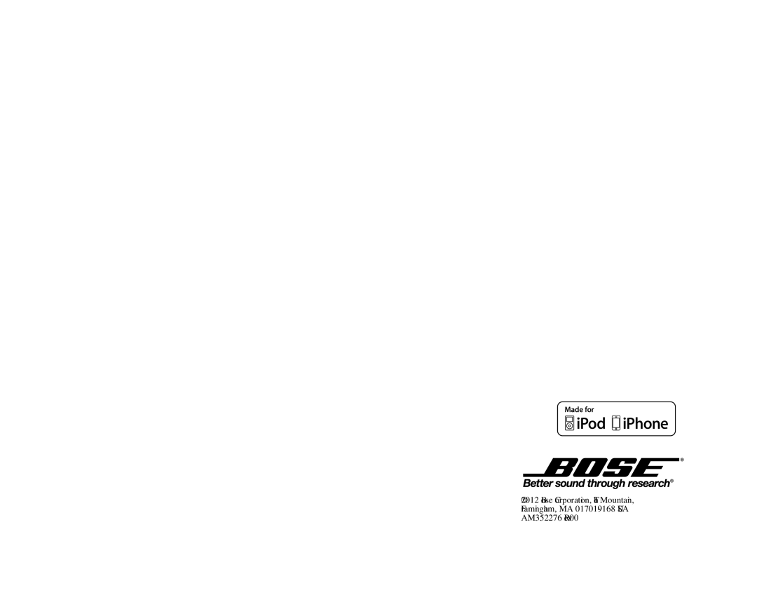 Bose AM352276 setup guide 