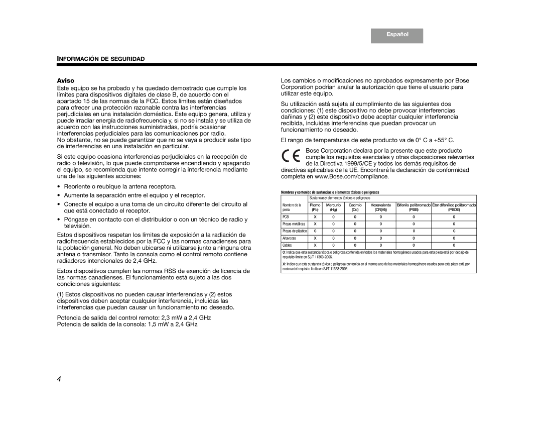 Bose AM352276 setup guide Aviso 