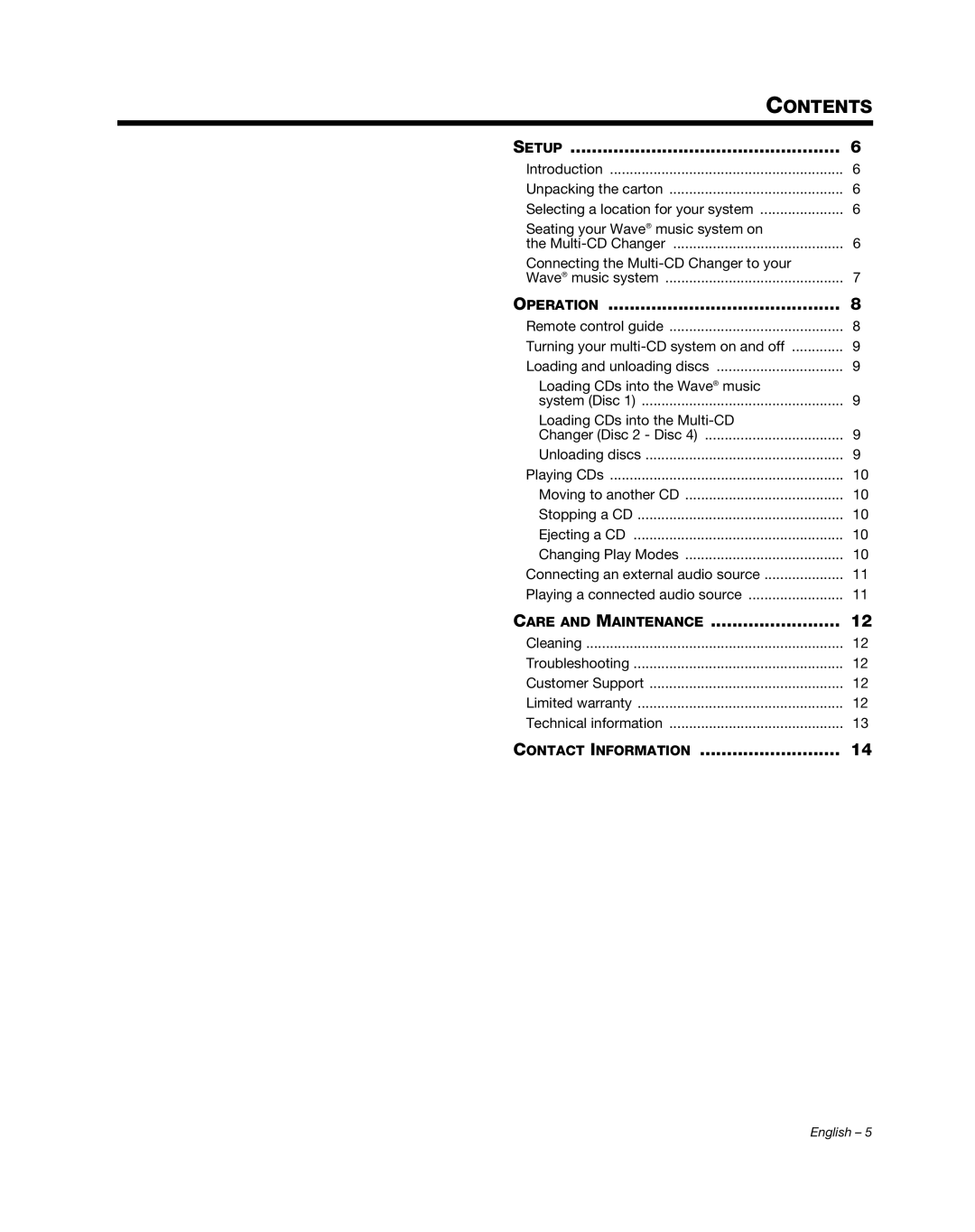 Bose AM352348 manual Contents 