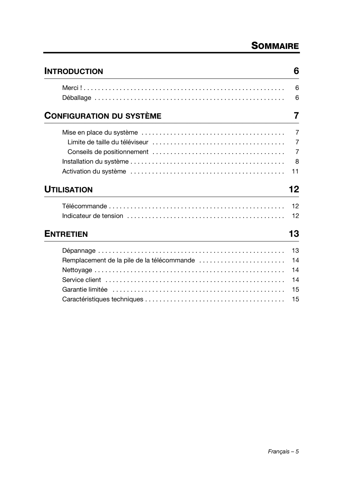 Bose AM353759 manual Sommaire, Introduction, Configuration Du Système, Utilisation, Entretien 