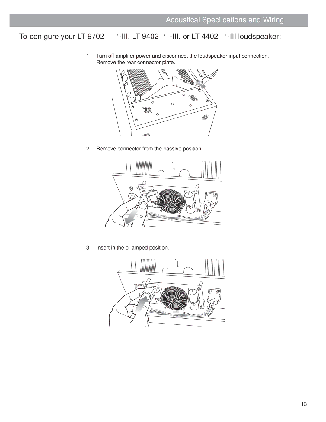 Bose Bose Panaray Loudspeakers, LT Series III manual Acoustical Speciﬁcations and Wiring 