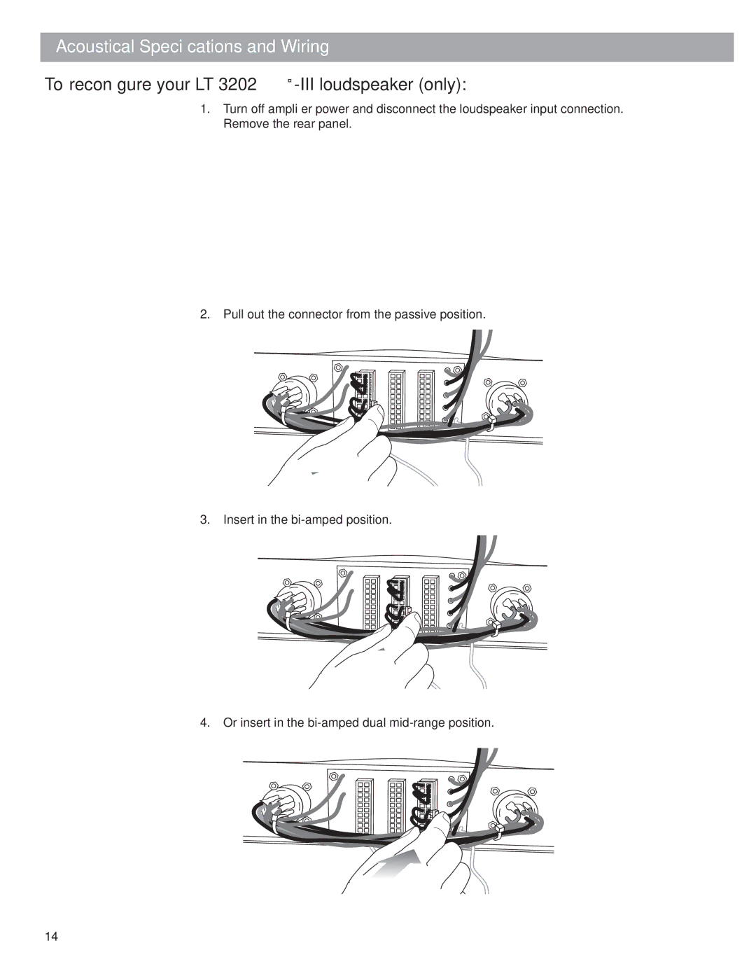 Bose LT Series III, Bose Panaray Loudspeakers manual To reconﬁgure your LT 3202-III loudspeaker only 