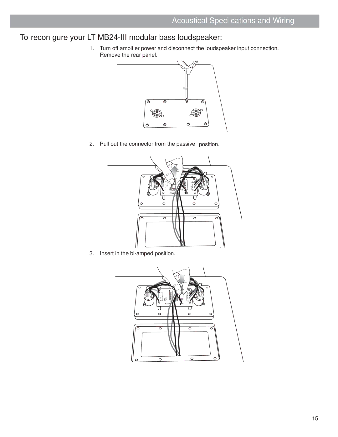 Bose Bose Panaray Loudspeakers, LT Series III manual To reconﬁgure your LT MB24-III modular bass loudspeaker 