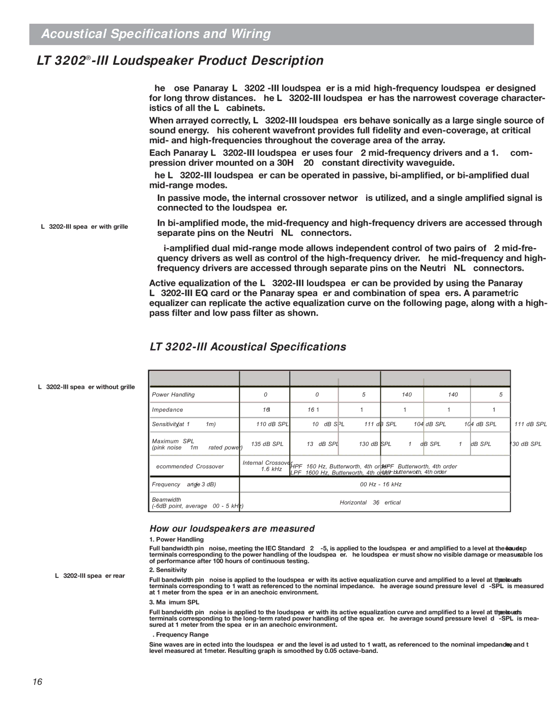 Bose LT Series III manual LT 3202-III Loudspeaker Product Description, LT 3202-III Acoustical Speciﬁcations 