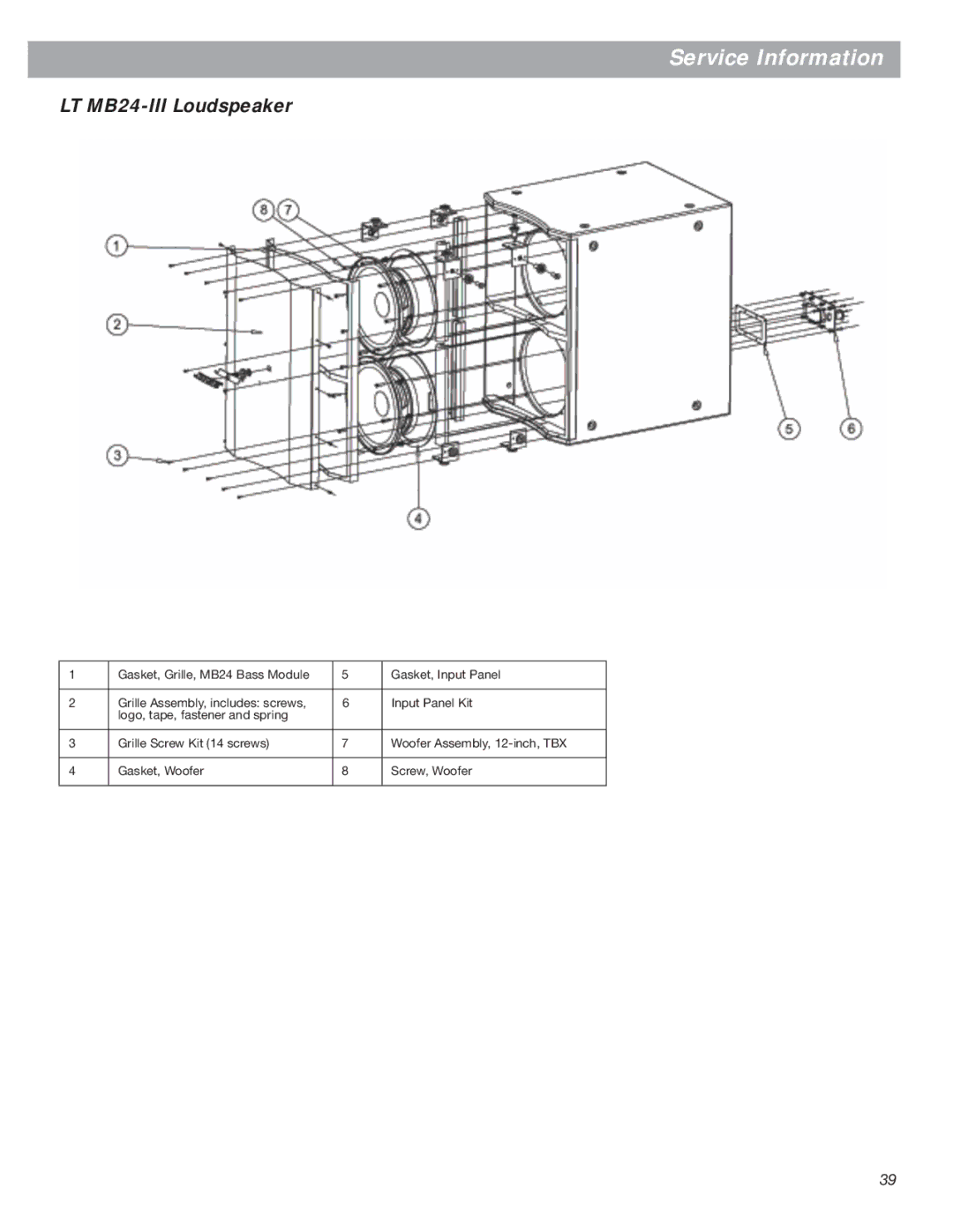 Bose Bose Panaray Loudspeakers, LT Series III manual LT MB24-III Loudspeaker 