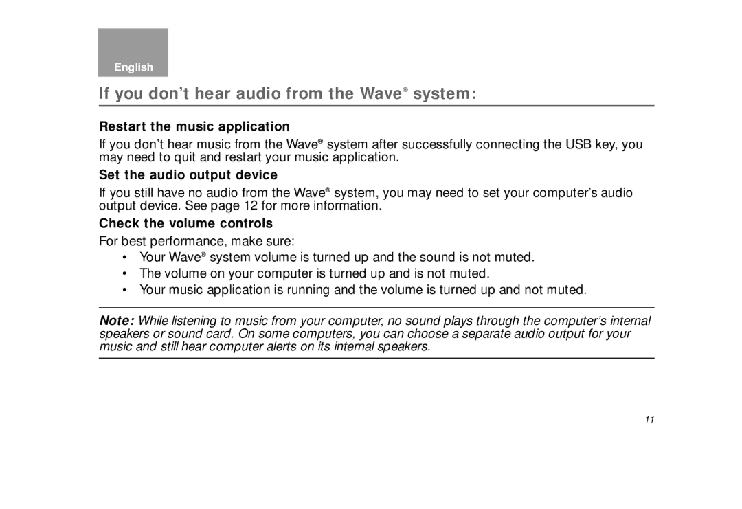 Bose bose wave soundlink adapter manual If you don’t hear audio from the Wave system, Restart the music application 