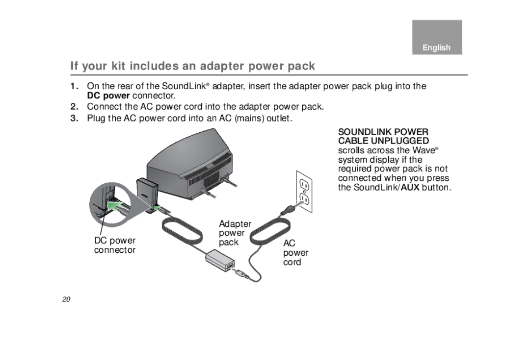 Bose bose wave soundlink adapter manual If your kit includes an adapter power pack 