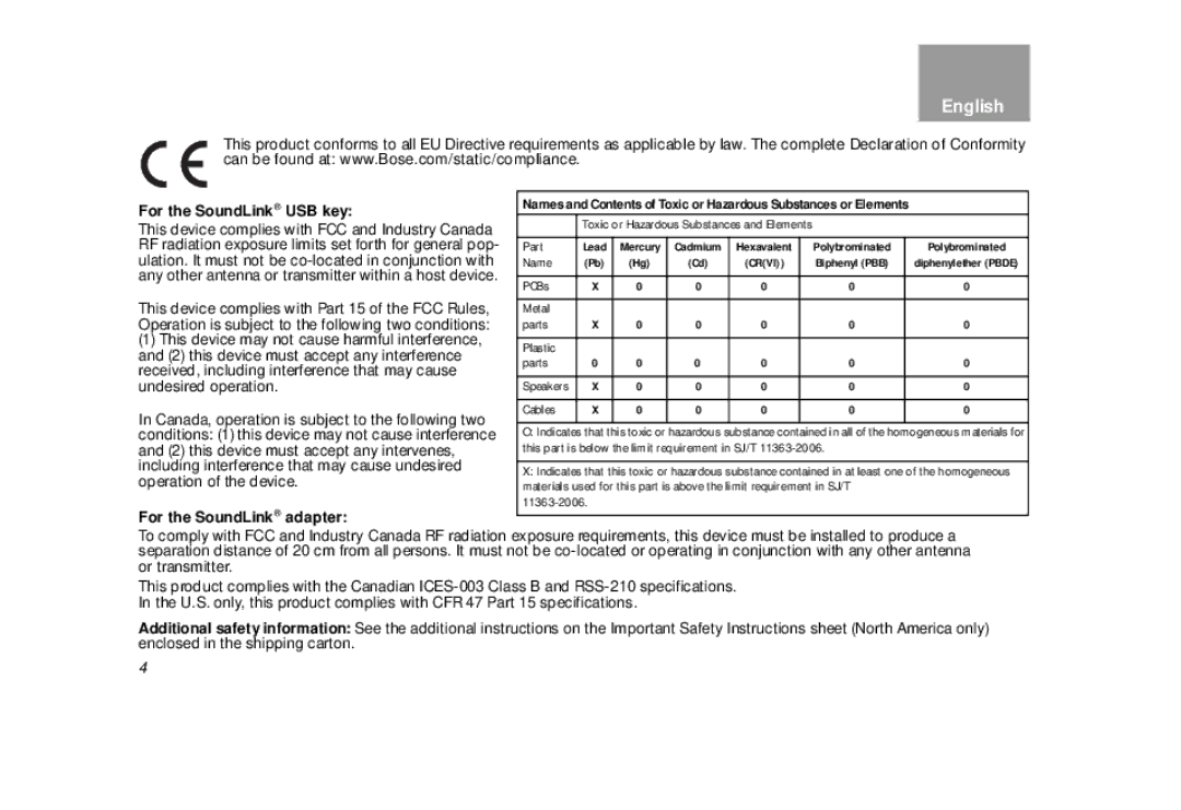 Bose bose wave soundlink adapter manual Tab2 English 