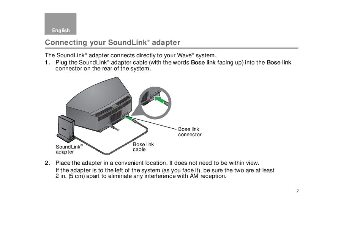 Bose bose wave soundlink adapter manual Connecting your SoundLink adapter 