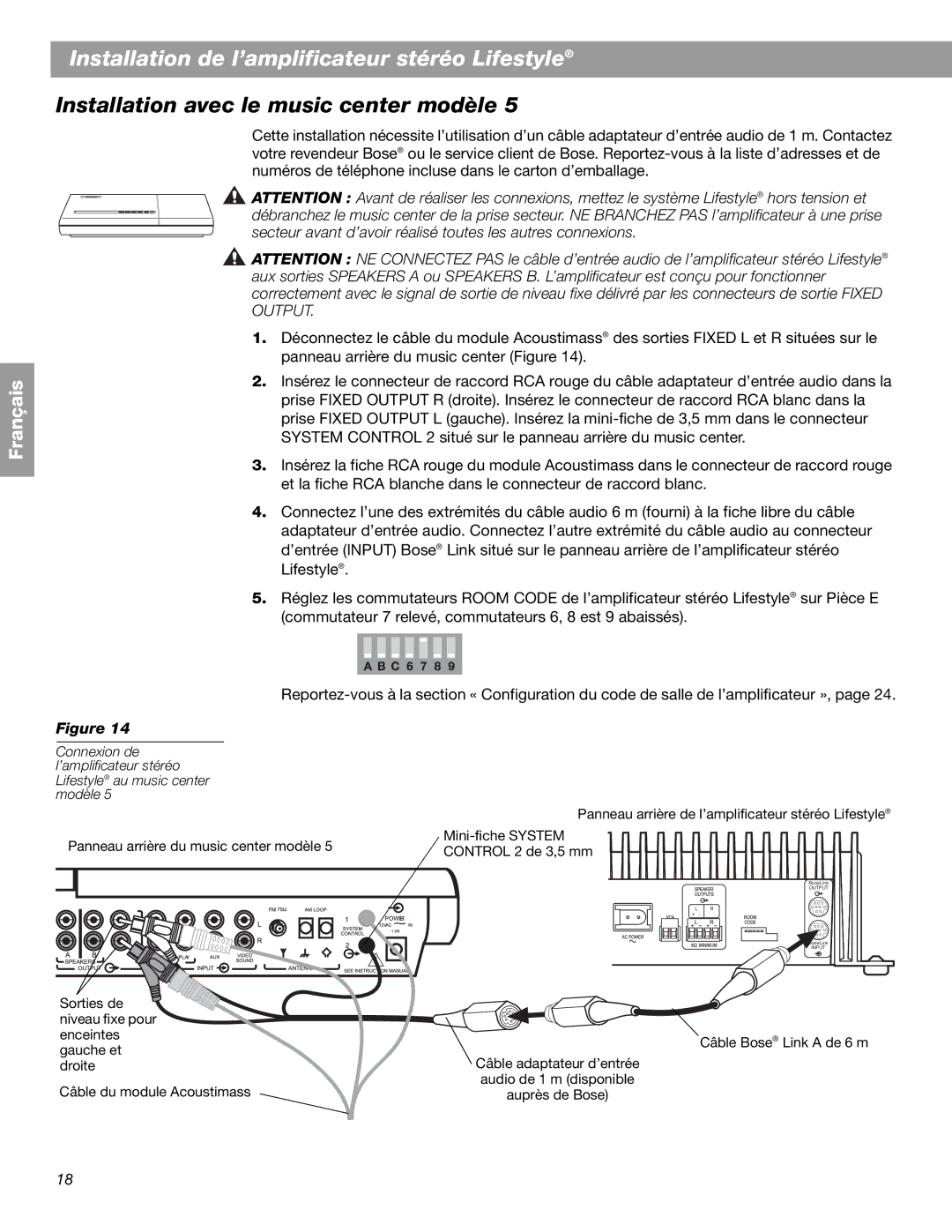 Bose BOSESA3 manual Sorties de Niveau fixe pour Enceintes 