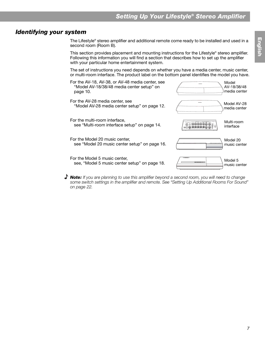 Bose BOSESA3 manual Setting Up Your Lifestyle Stereo Amplifier, Identifying your system 