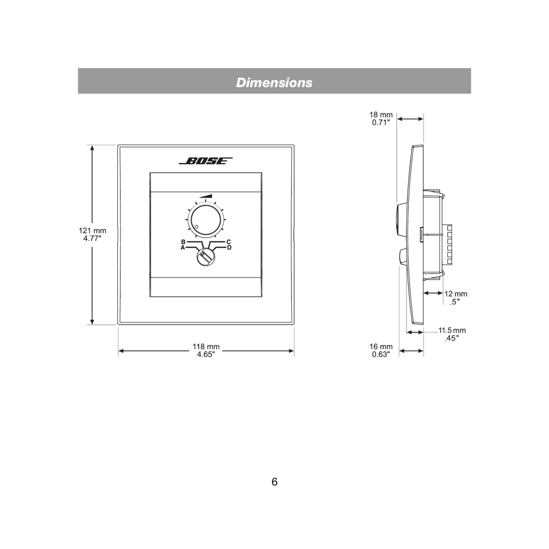 Bose CC-4 manual Dimensions 