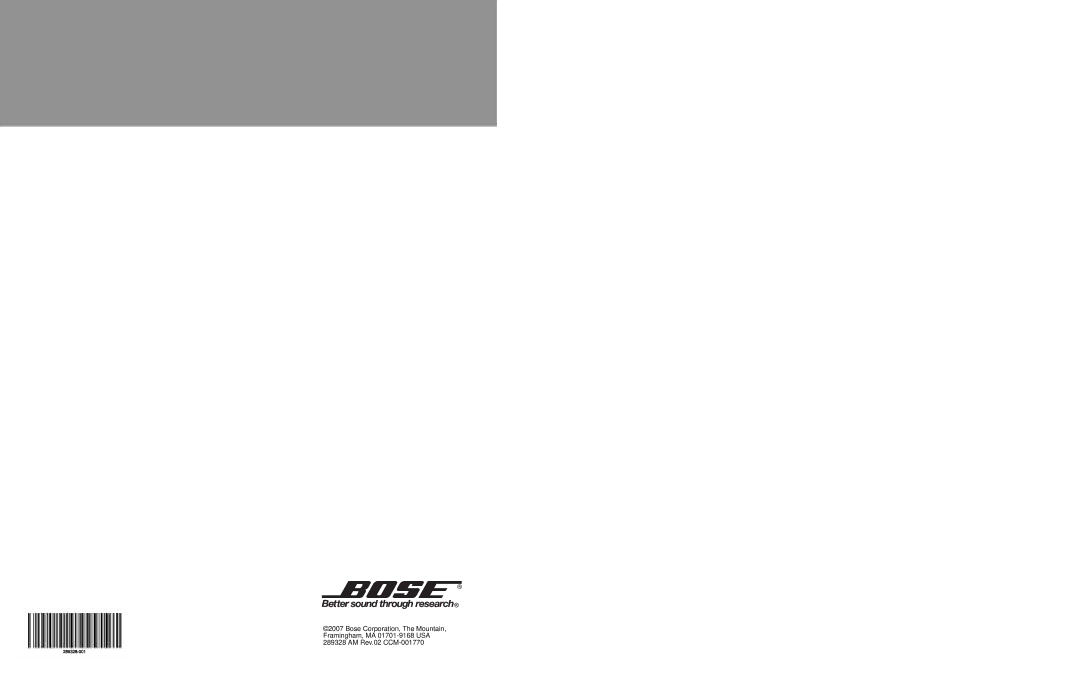 Bose CCM-001770, 289328 manual 