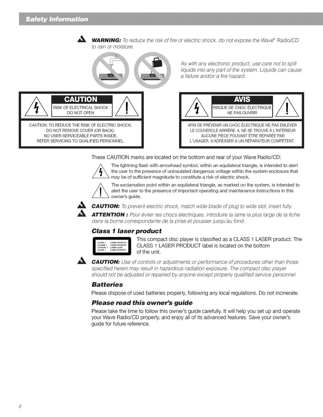 Bose CD Player manual Please read this owners guide 