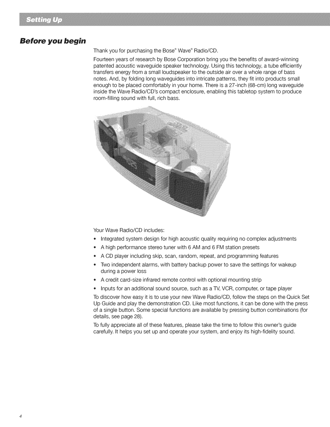 Bose CD Player manual Before you begin 