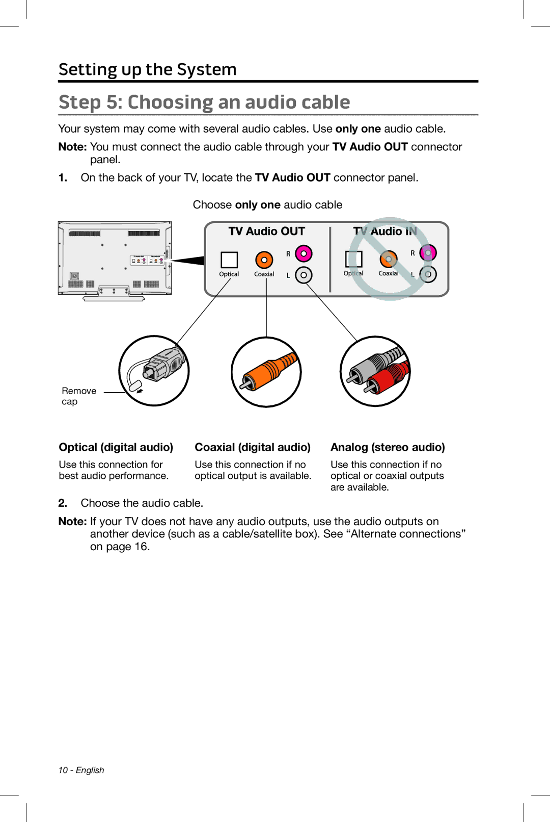 Bose CineMate 15/10 manual Choosing an audio cable 