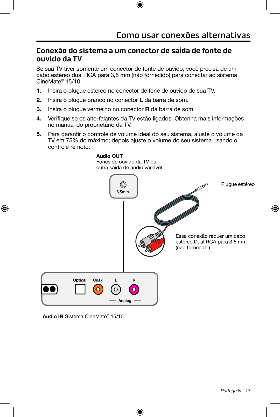 Bose CineMate 15/10 manual Audio OUT 