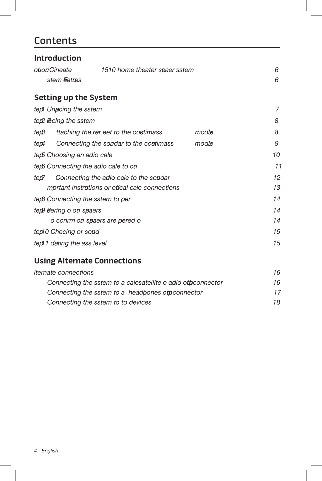 Bose CineMate 15/10 manual Contents 