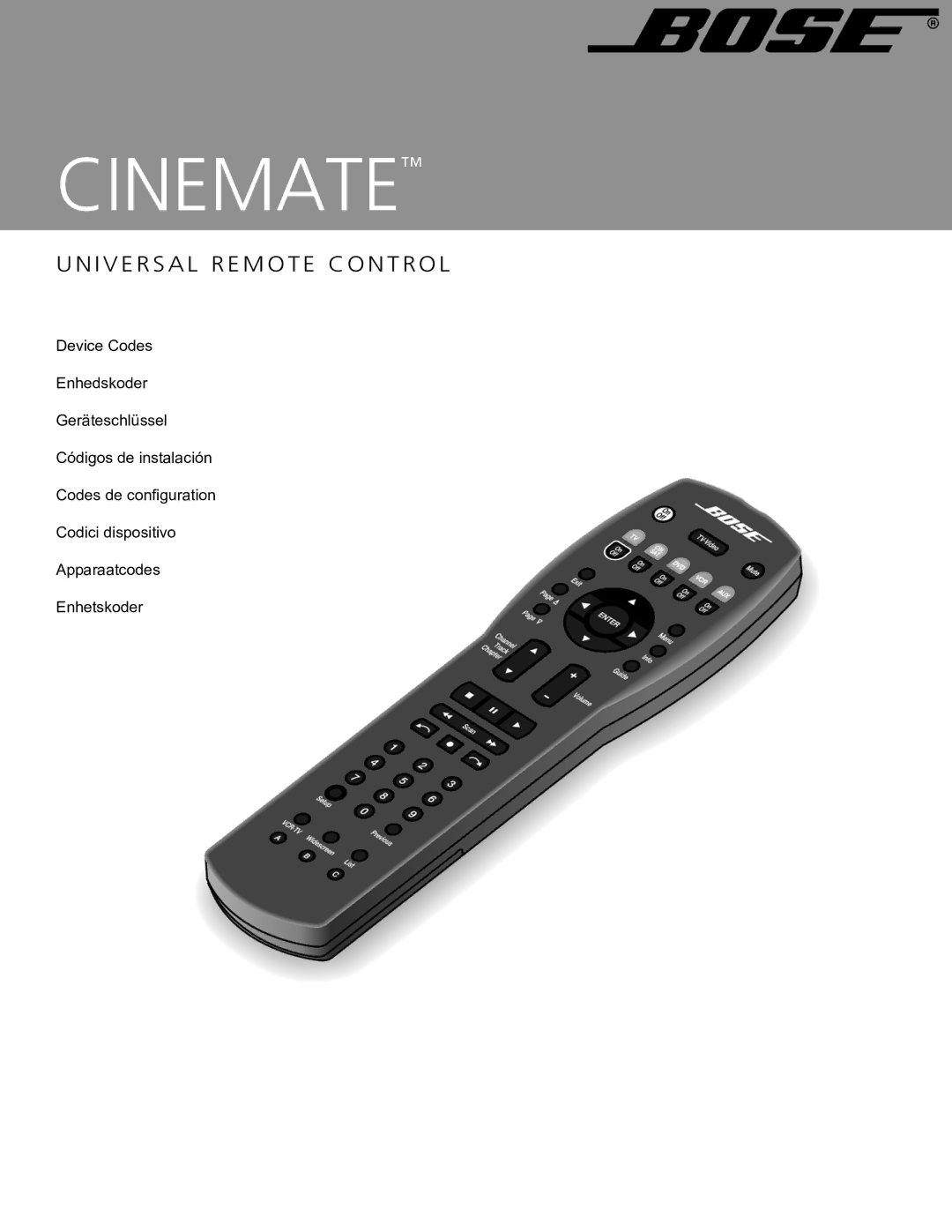 Bose Cinemate Remote manual 