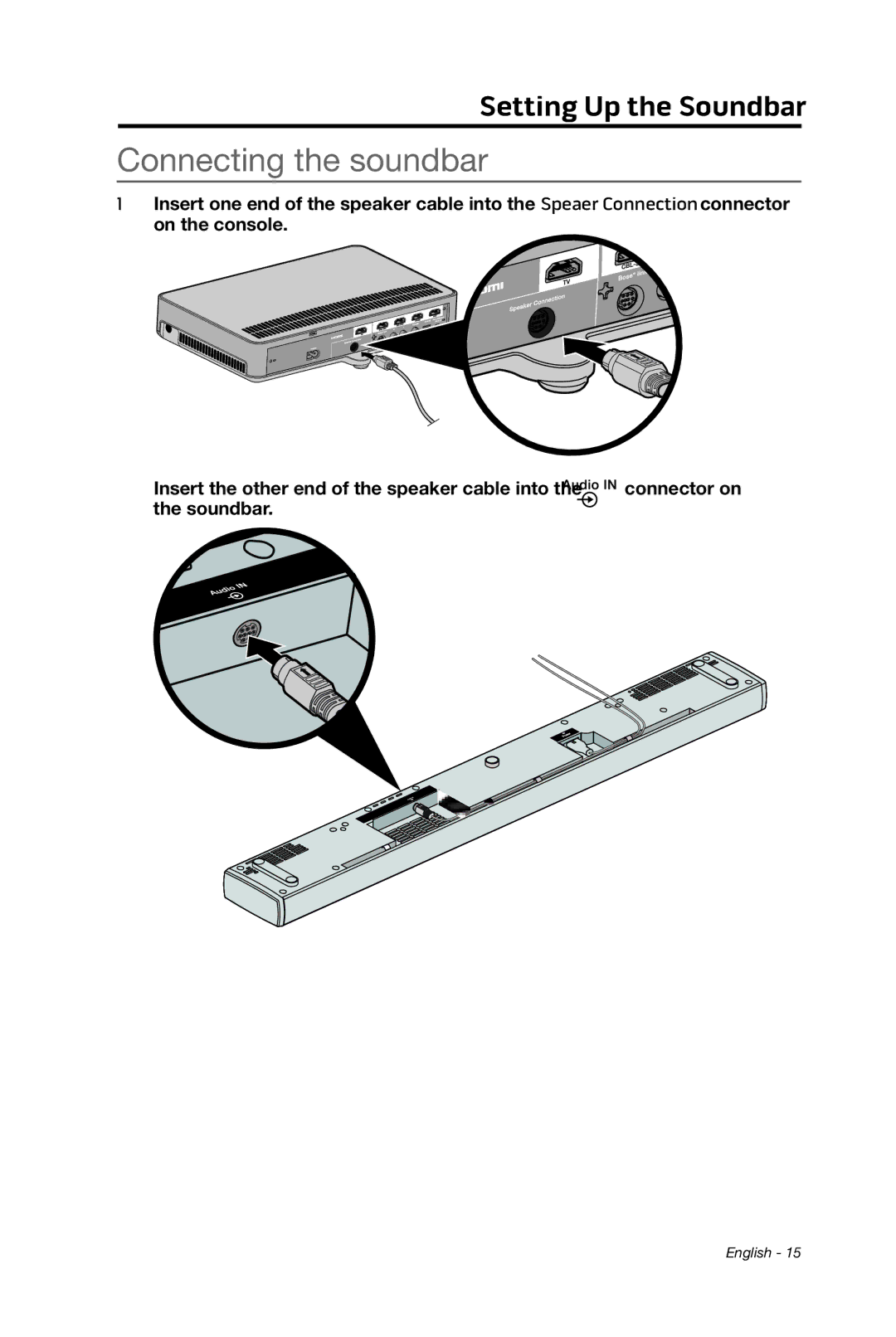 Bose cinemate manual Connecting the soundbar 