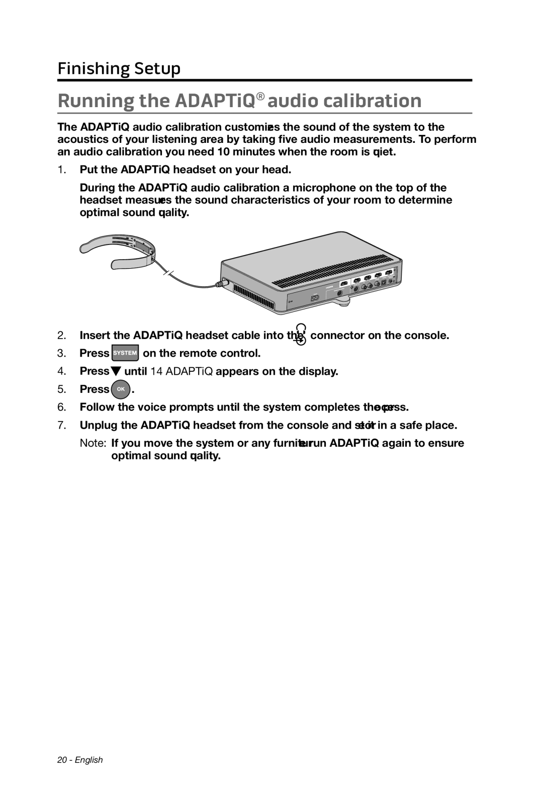 Bose cinemate manual Running the ADAPTiQ audio calibration 