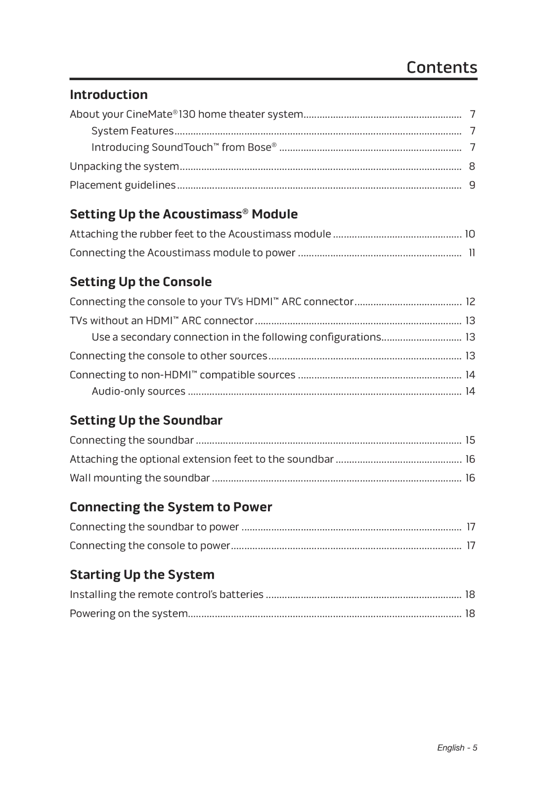 Bose cinemate manual Contents 