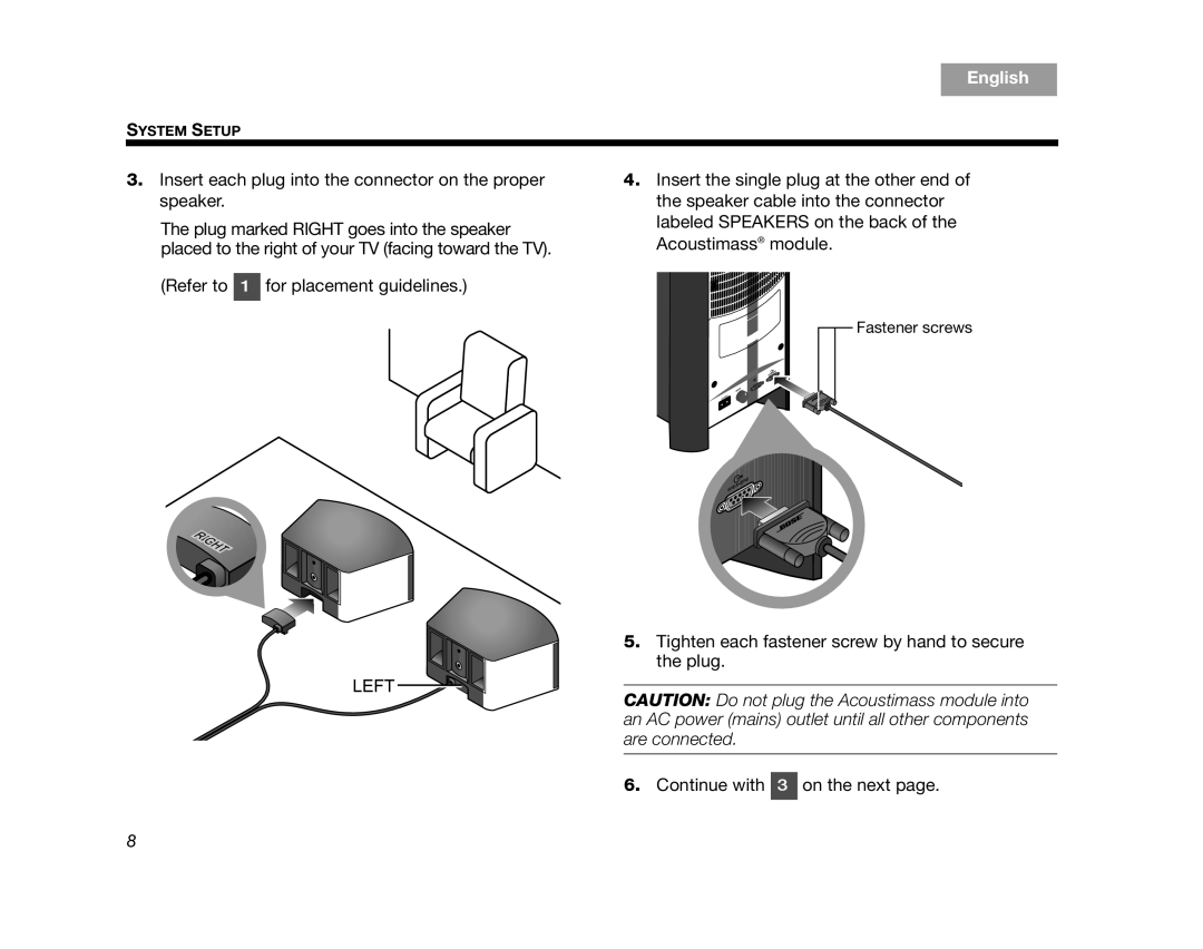 Bose CINEMATEII, CINEMATEGSII, GS Series II, AM323023, SERIES 2 manual Fastener screws 