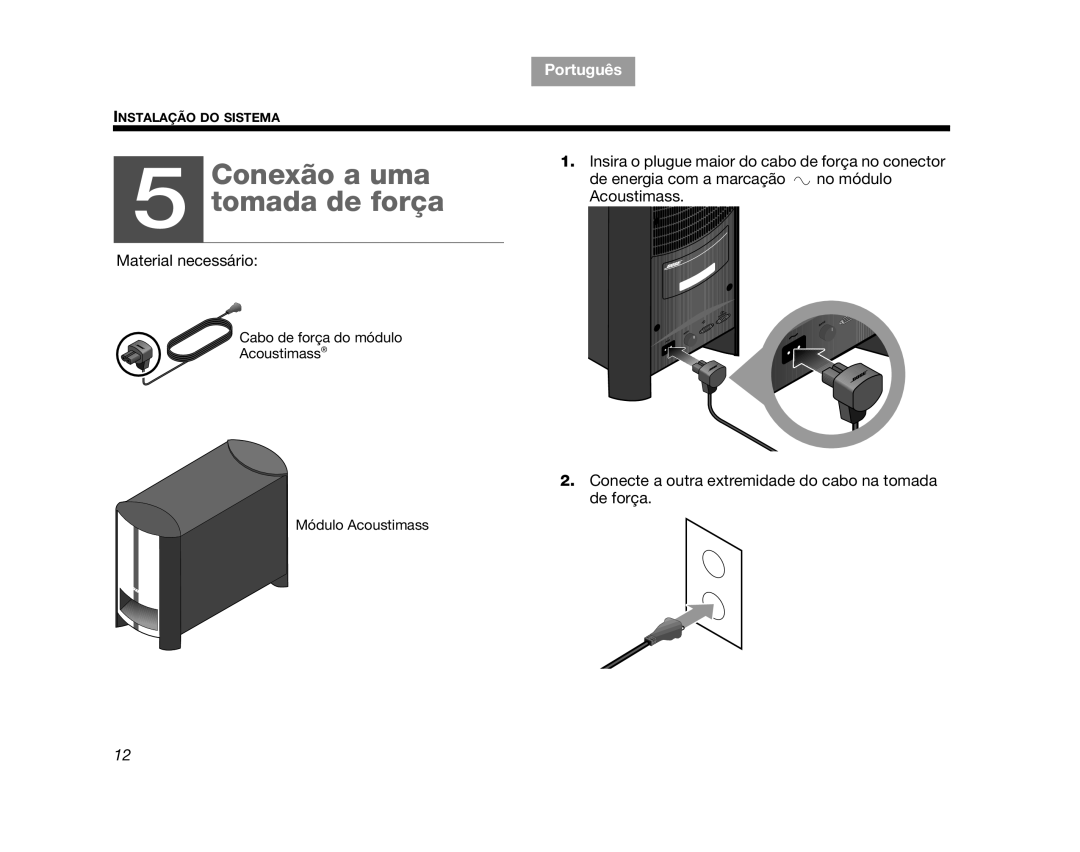 Bose AM323023, CINEMATEGSII, GS Series II, SERIES 2, CINEMATEII manual Conexão a uma Tomada de força 