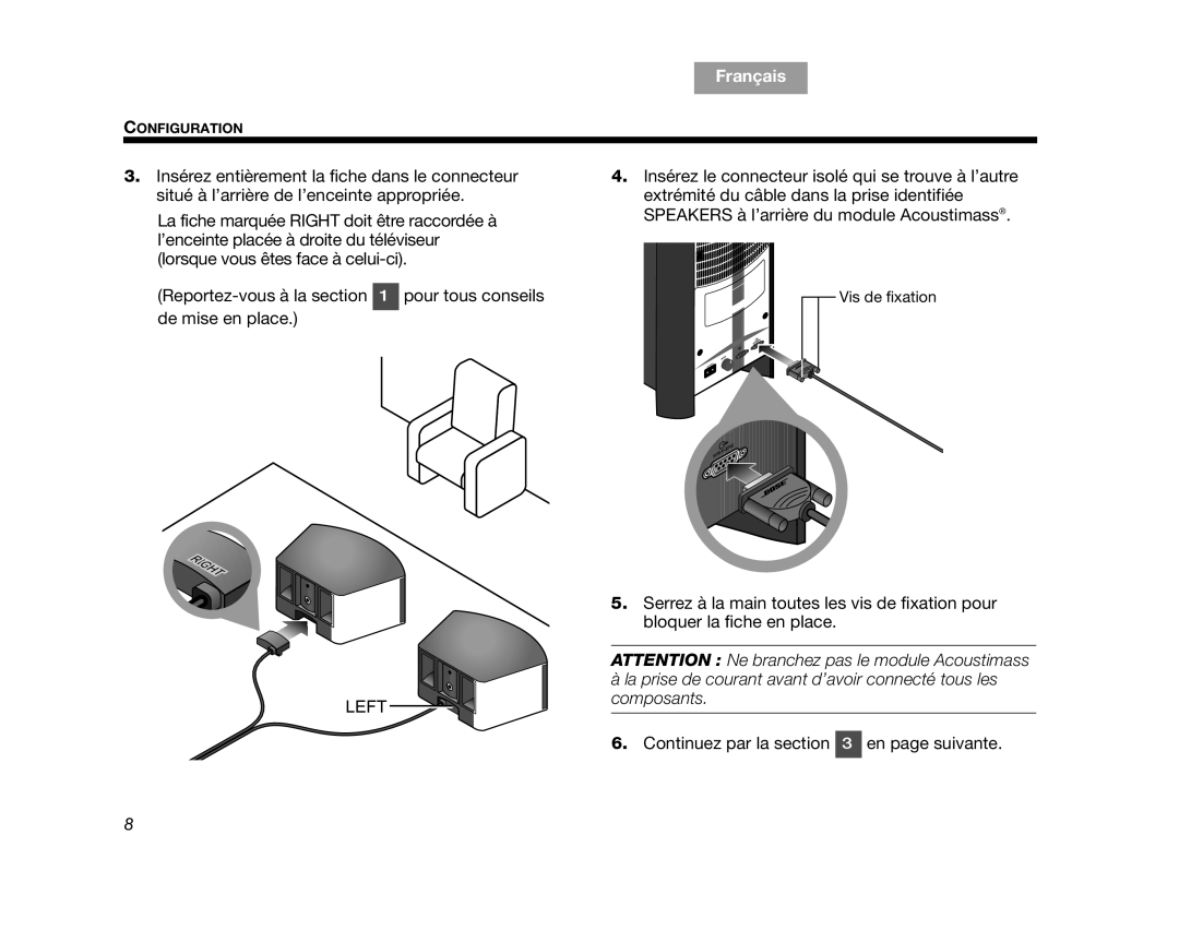 Bose CINEMATEII, CINEMATEGSII, GS Series II, AM323023, SERIES 2 manual Vis de fixation 