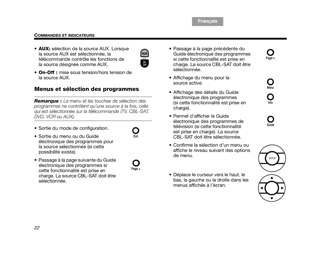 Bose CINEMATEGSII, GS Series II, AM323023, SERIES 2, CINEMATEII manual Menus et sélection des programmes 