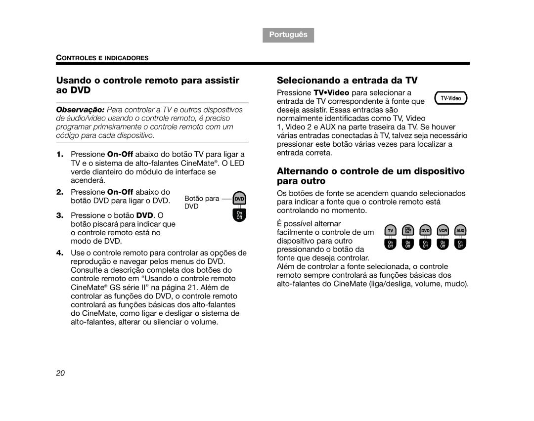 Bose CINEMATEII, CINEMATEGSII, GS Series II, AM323023, SERIES 2 manual TAB 8, TAB 7, TAB 6, Tab, Português, TAB 3, TAB 2 