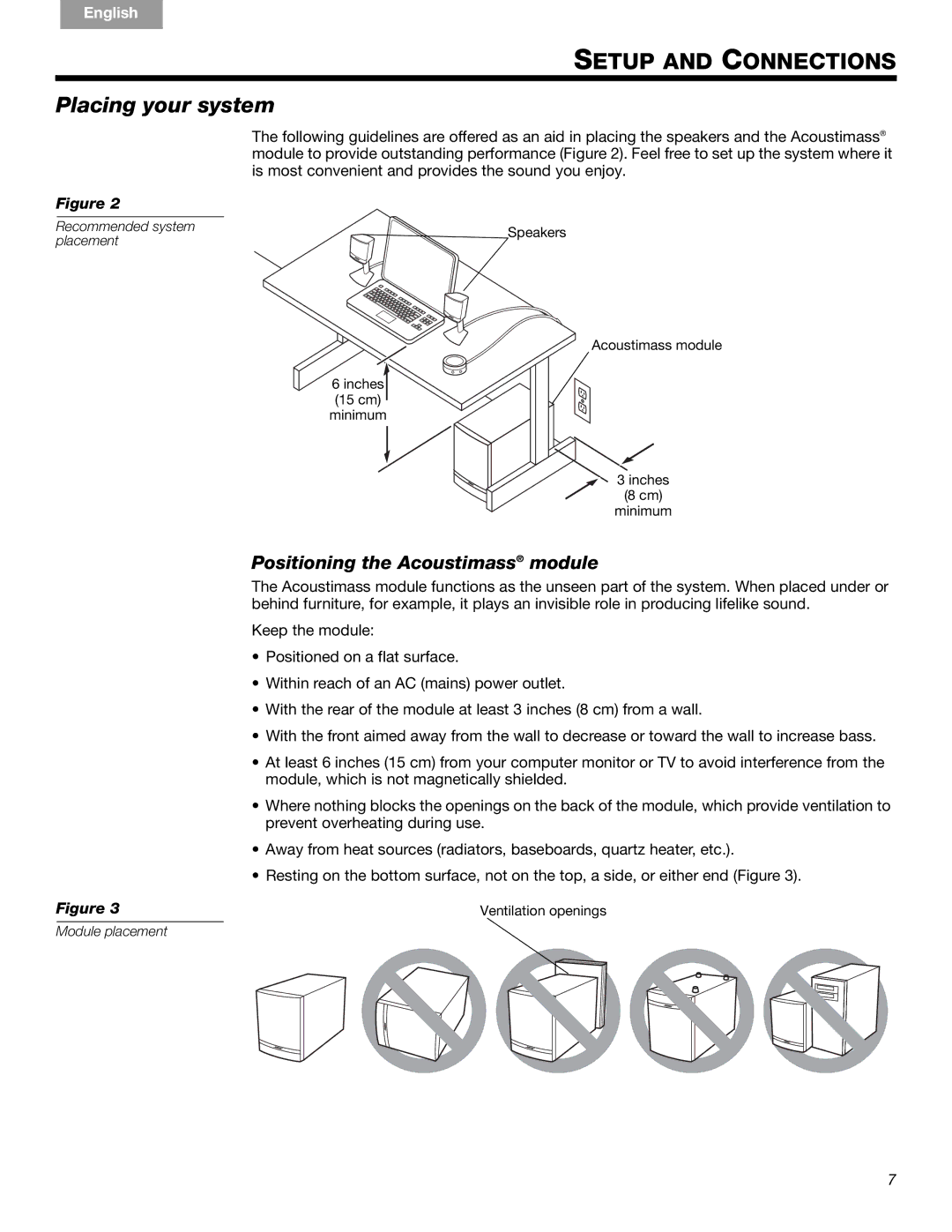 Bose Companion 3 Series II manual Placing your system, Positioning the Acoustimass module 