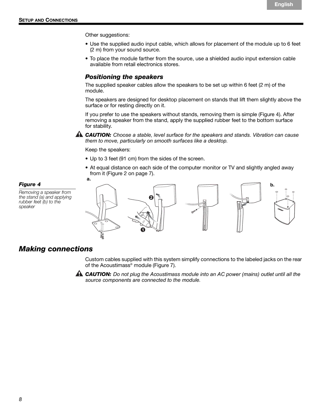 Bose Companion 3 Series II manual Making connections, Positioning the speakers 