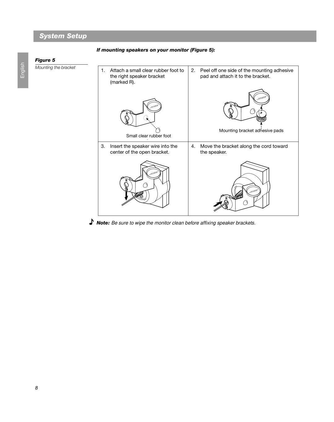 Bose Companion 3 manual If mounting speakers on your monitor Figure 