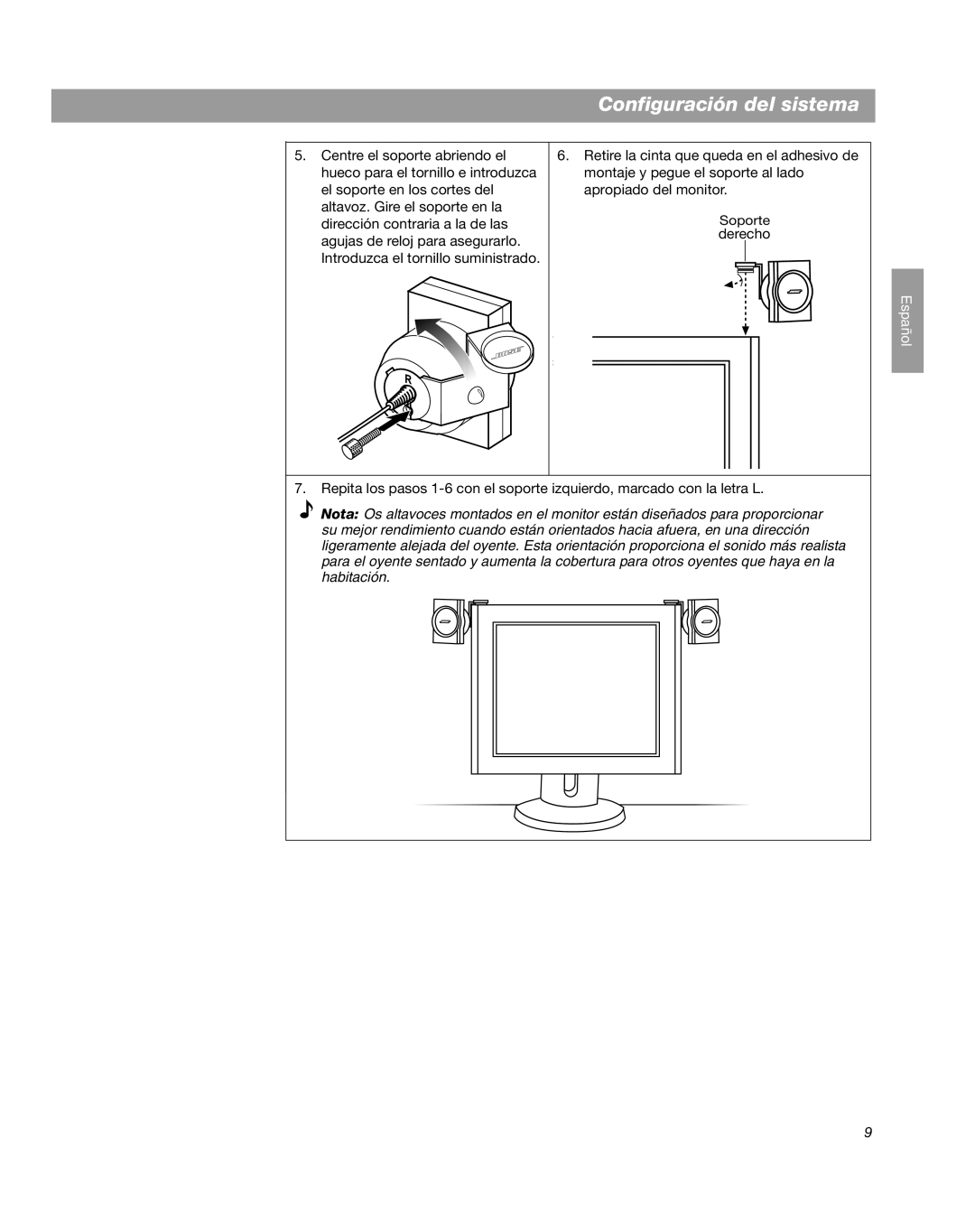 Bose Companion 3 manual Configuración del sistema 