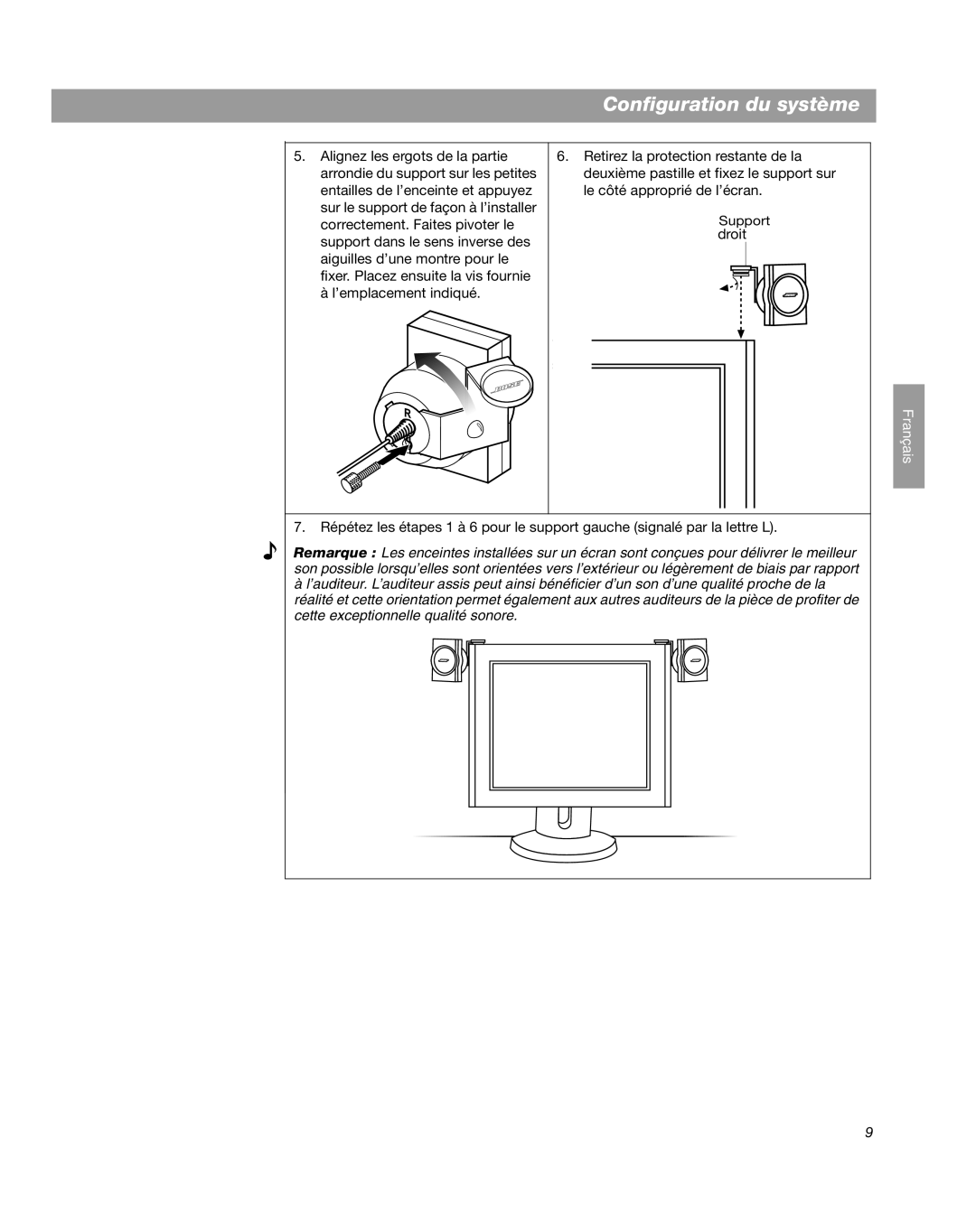 Bose Companion 3 manual Configuration du système 