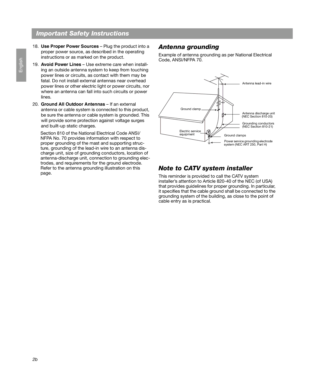 Bose Companion 3 manual Antenna grounding, Use Proper Power Sources Plug the product into a 