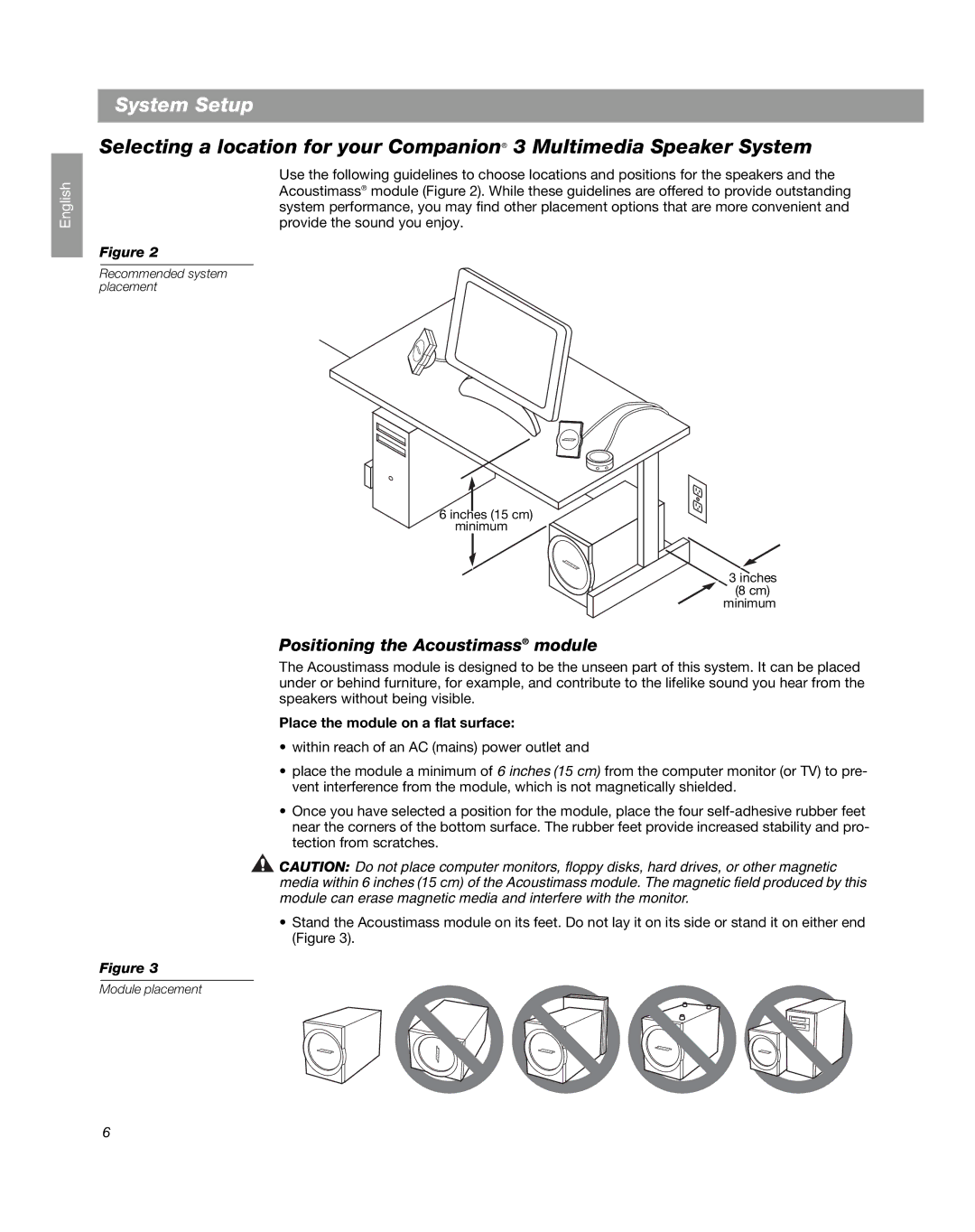 Bose Companion 3 manual Positioning the Acoustimass module, Place the module on a flat surface 