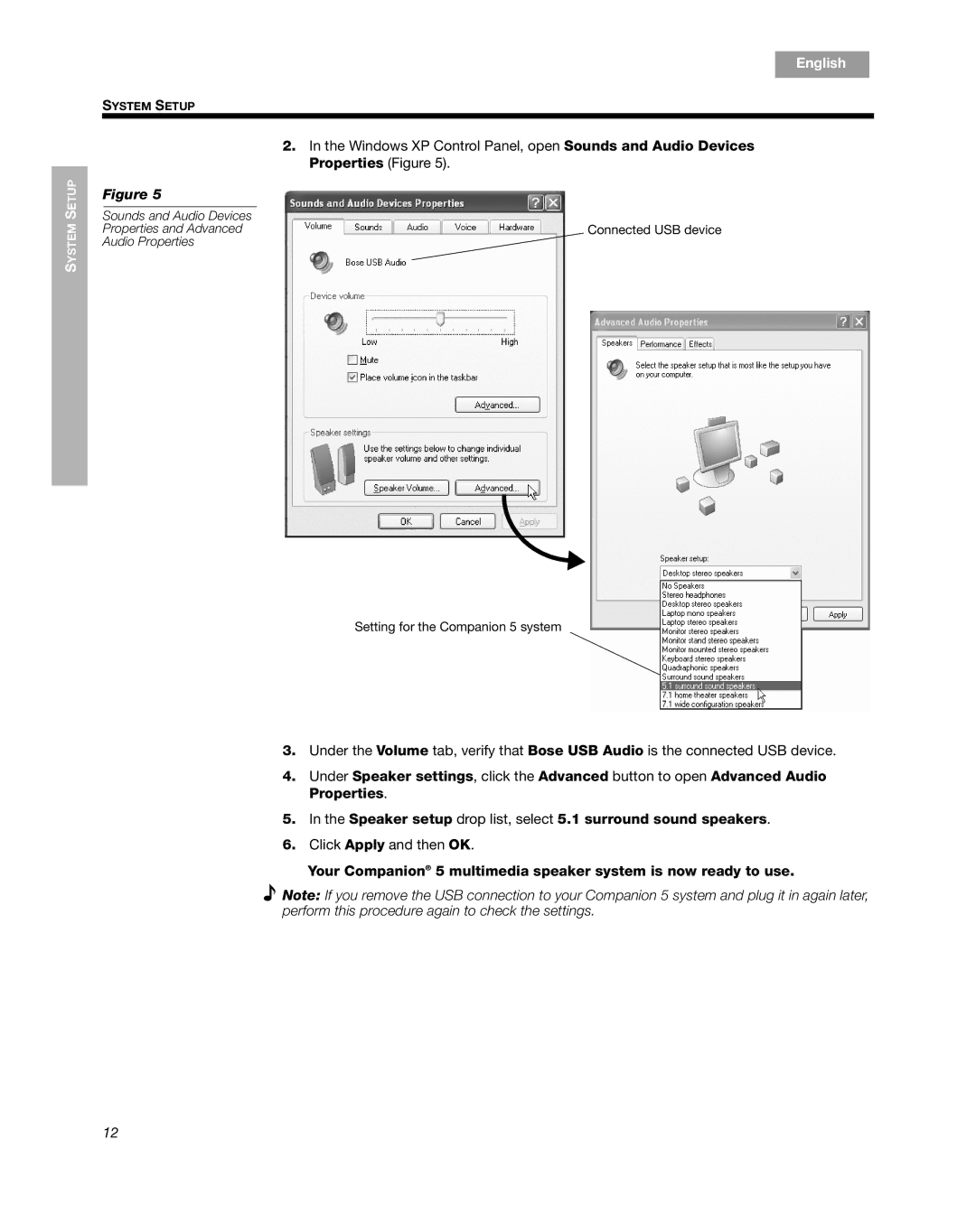 Bose Companion 5 manual Click Apply and then OK 