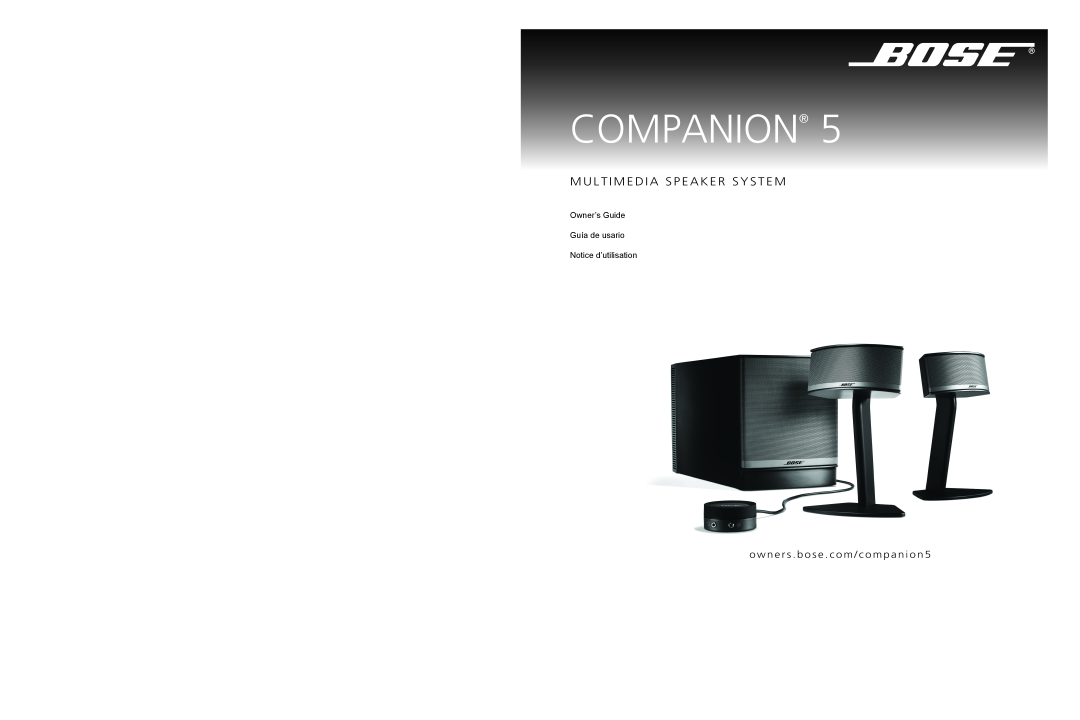 Bose Companion 5 manual Multimedia Speaker System 