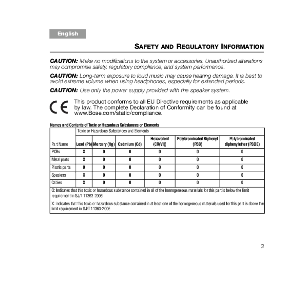 Bose 329509-1300, Companion (R) 20 manual Safety and Regulatory Information 