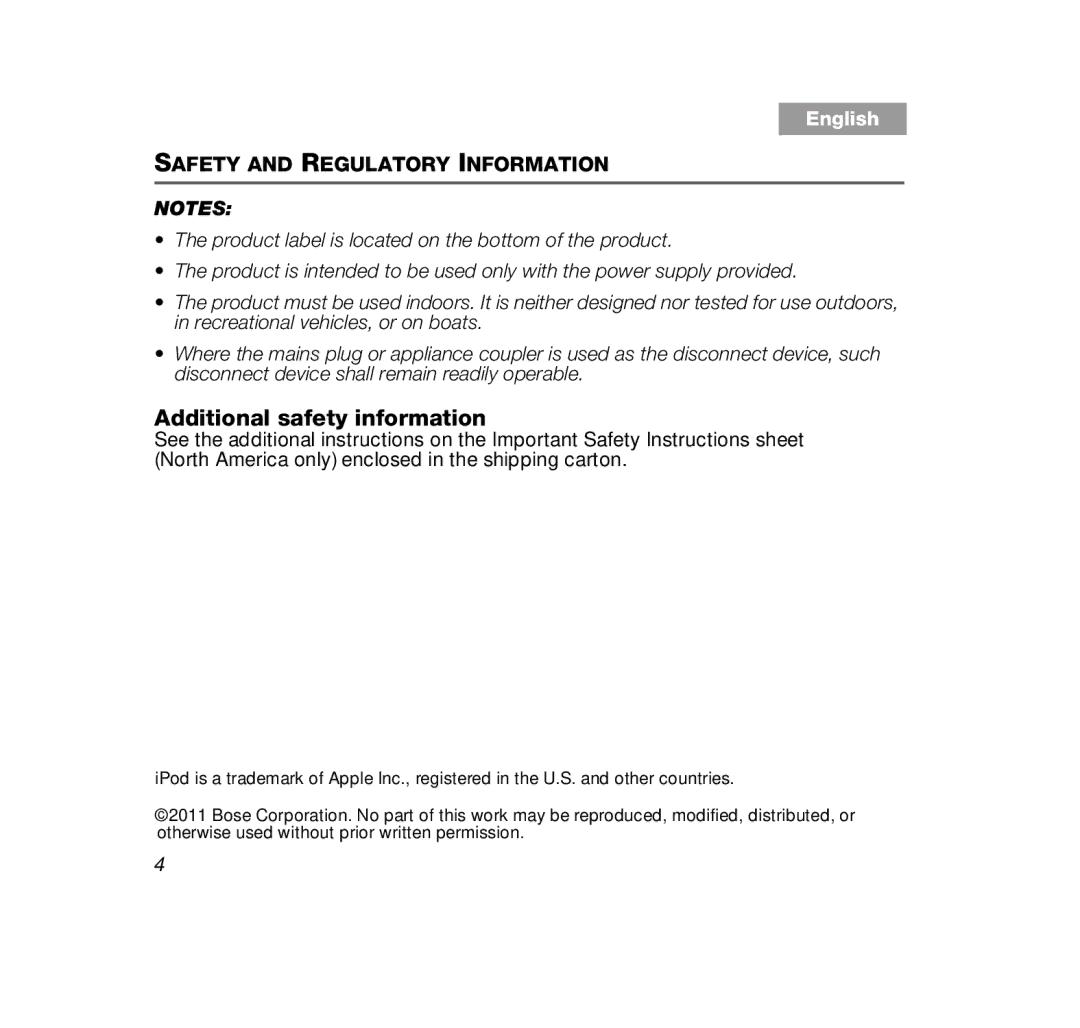 Bose Companion (R) 20, 329509-1300 manual Additional safety information 