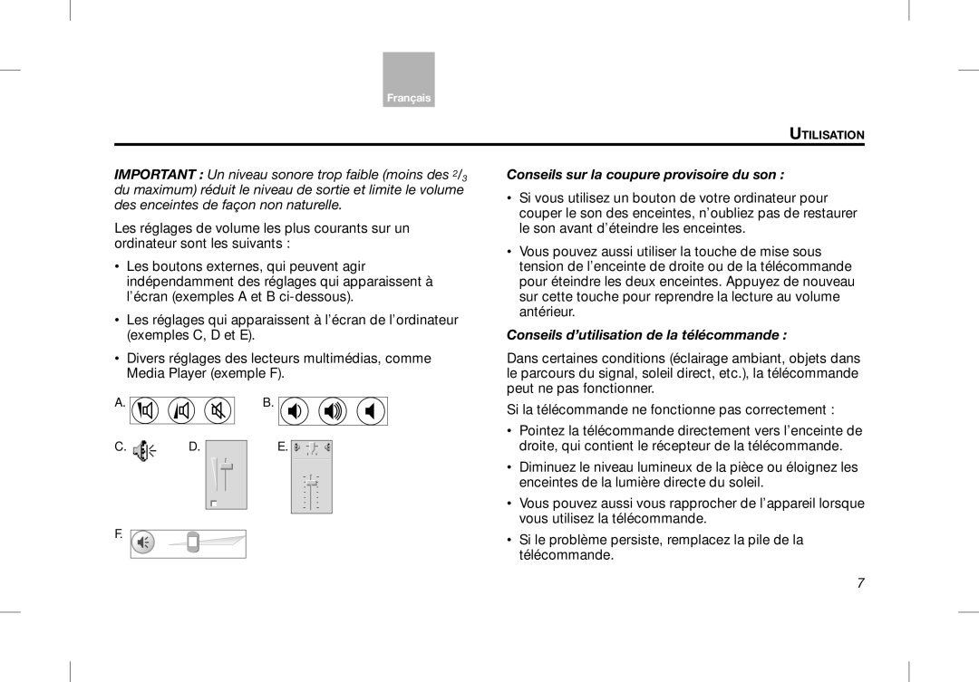 Bose Desktop Speaker manual Conseils sur la coupure provisoire du son 