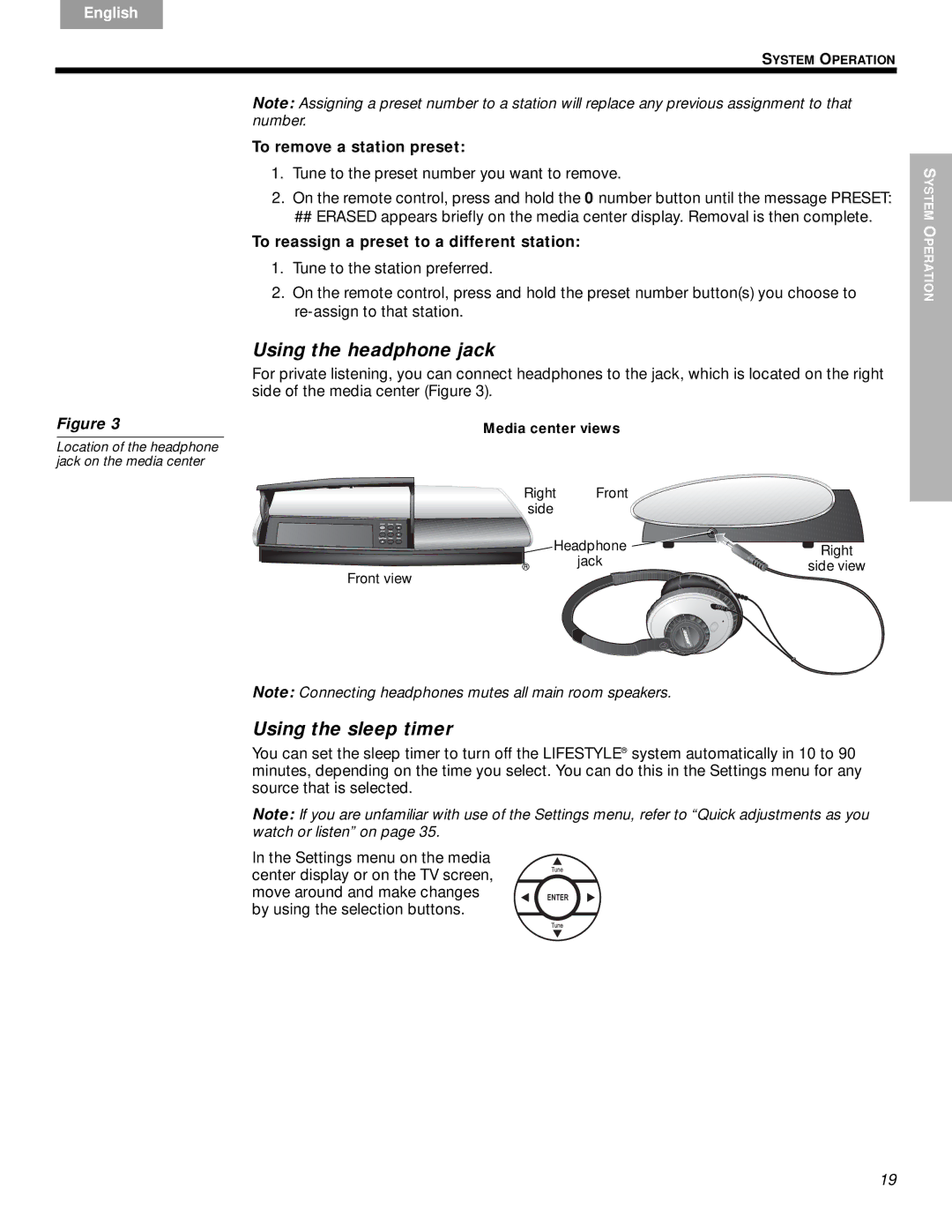 Bose DVD Home Entertainment Systems manual Using the headphone jack, Using the sleep timer, To remove a station preset 