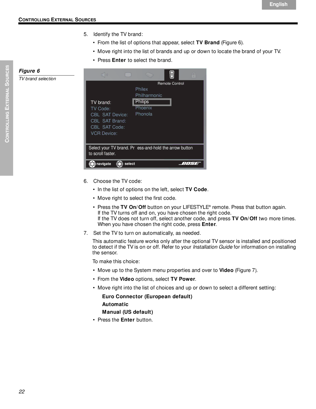 Bose DVD Home Entertainment Systems manual Euro Connector European default Automatic Manual US default 