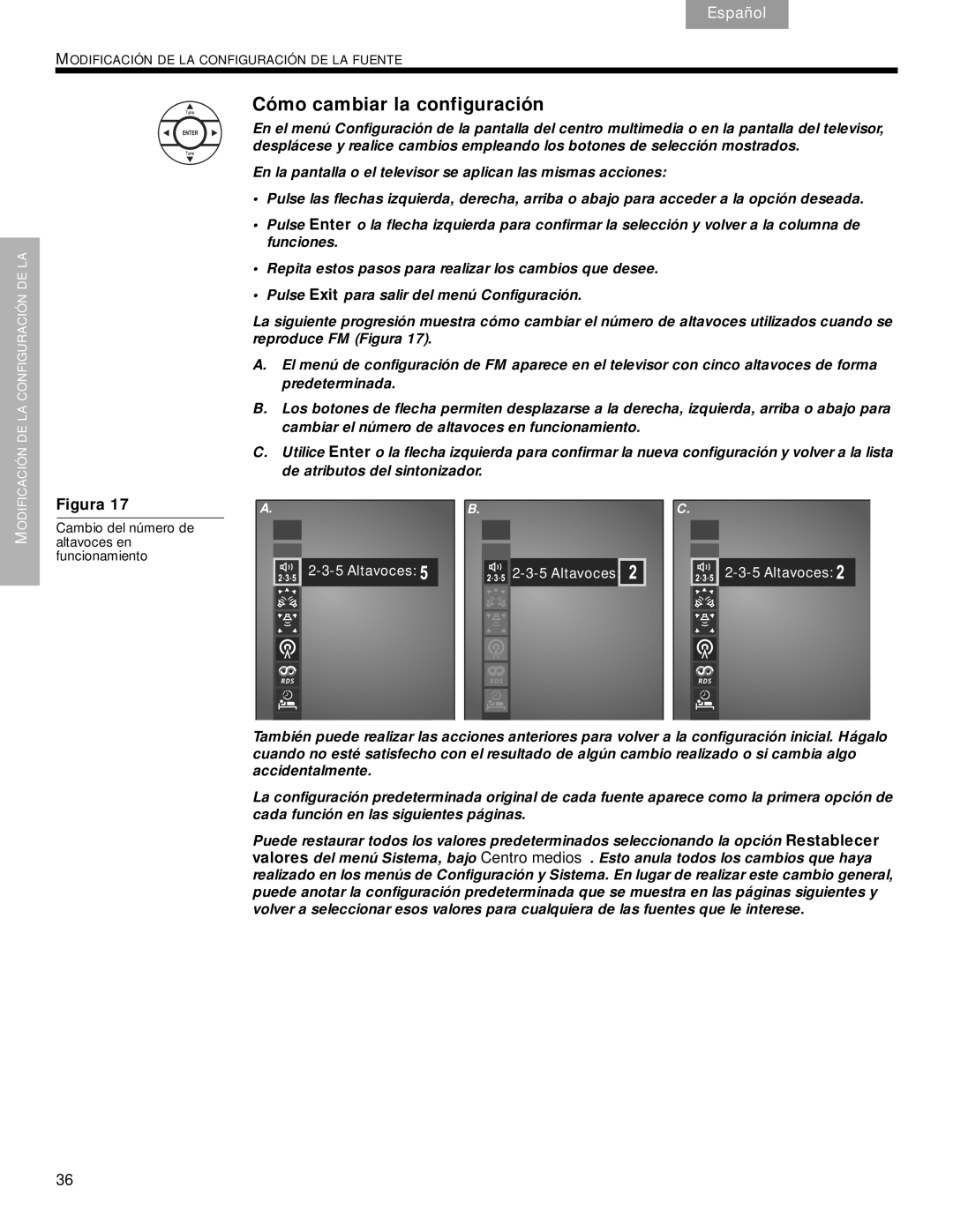 Bose DVD Home Entertainment Systems manual Cómo cambiar la configuración, Figura 