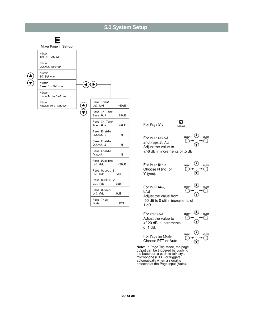 Bose DXA2120 manual Mixer Page In Set-up 